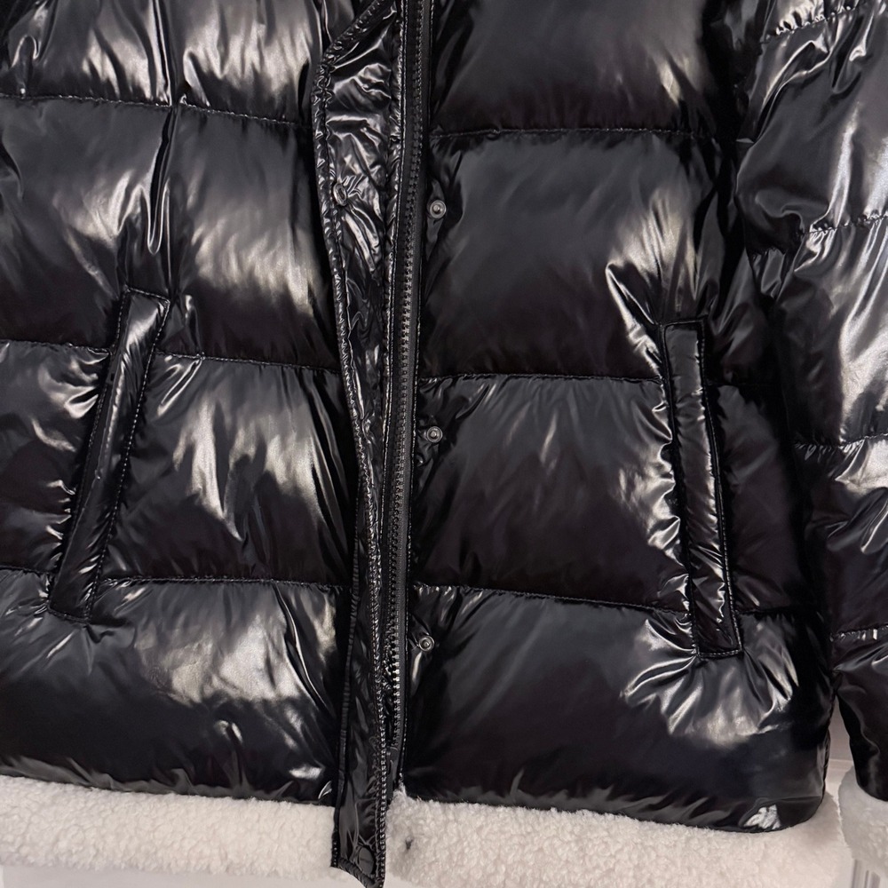 NWOT Sanctuary Down Puffer Sherpa Trim High Shine Black S Cybercore Streetwear - Picture 9 of 10